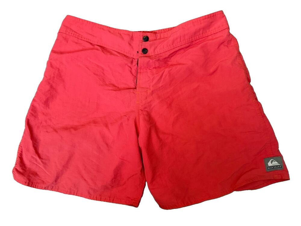 Quiksilver Mens Board Shorts Red Coral Swim Trunks Size M Estimated Surf Beach